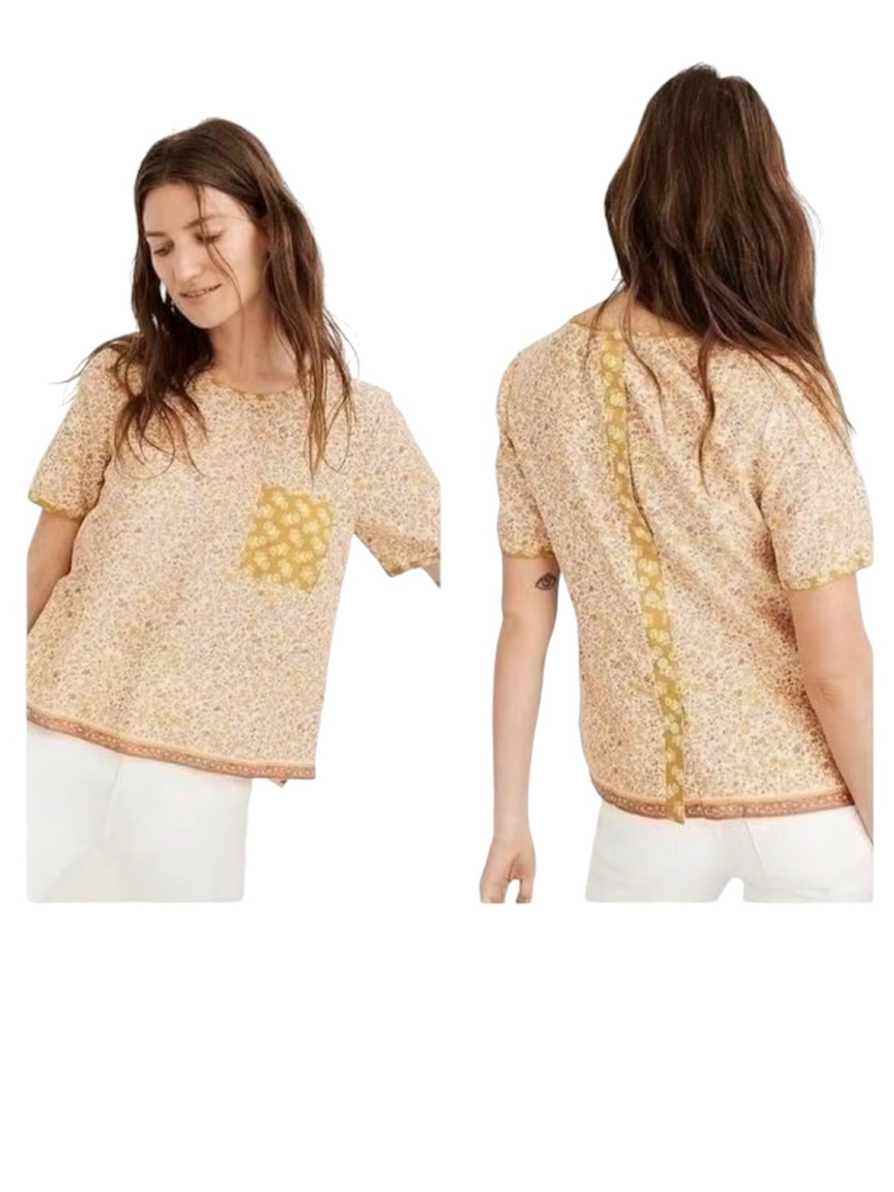 Madewell Jaipur floral button back tee in floral Meadow size medium